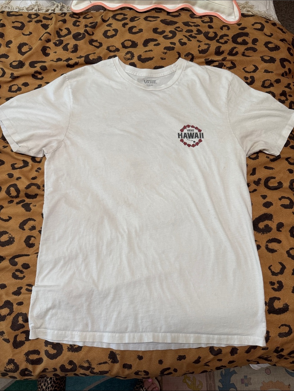 Vans White Short-Sleeve Tee with Red Hawaii Graphic